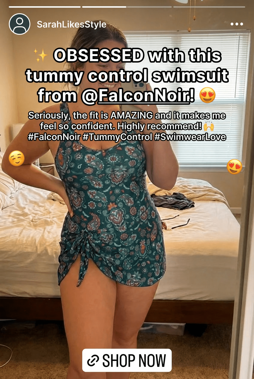 Falcon Noir™ Tummy Control Swimdress