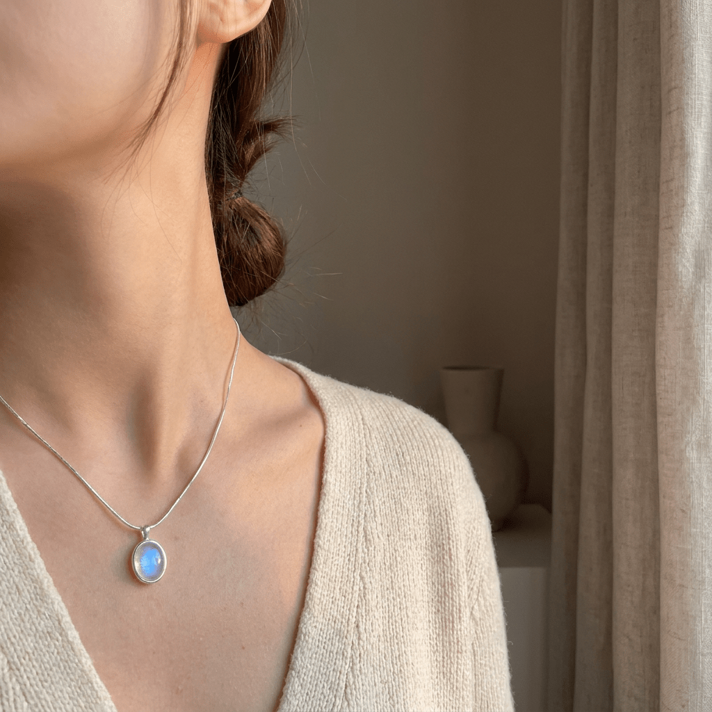 Moonstone Necklace worn