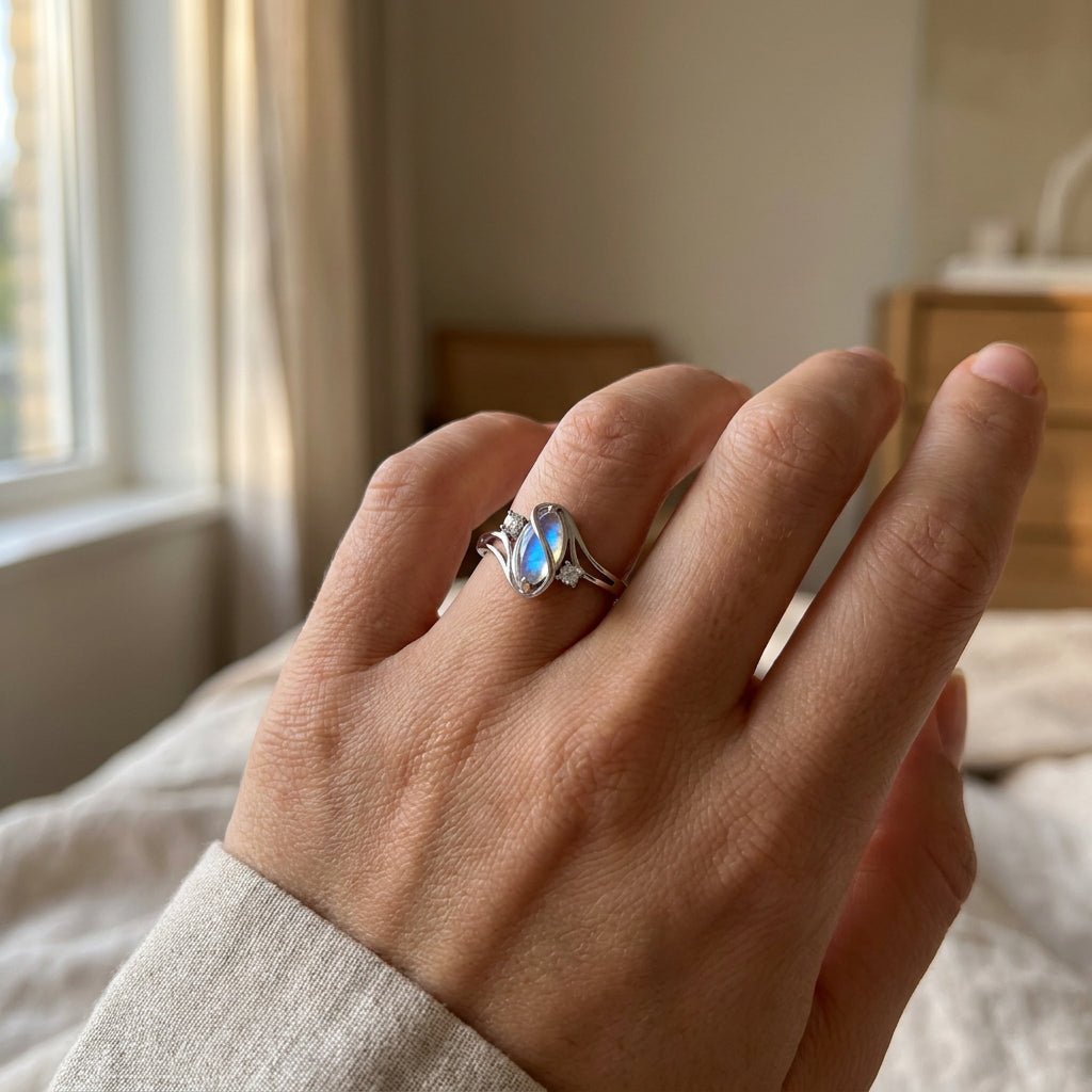 New Chapter Ring worn on a woman's hand